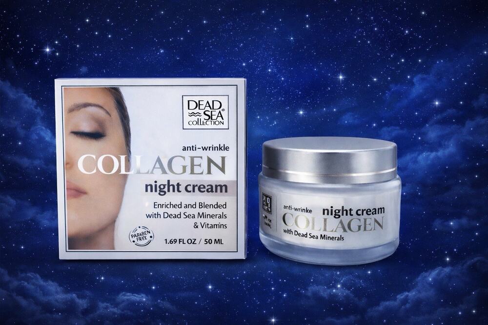 Dead Sea Collection -Collagen Night Cream- 1.69oz Anti-Wrinkle Minerals Vitamins